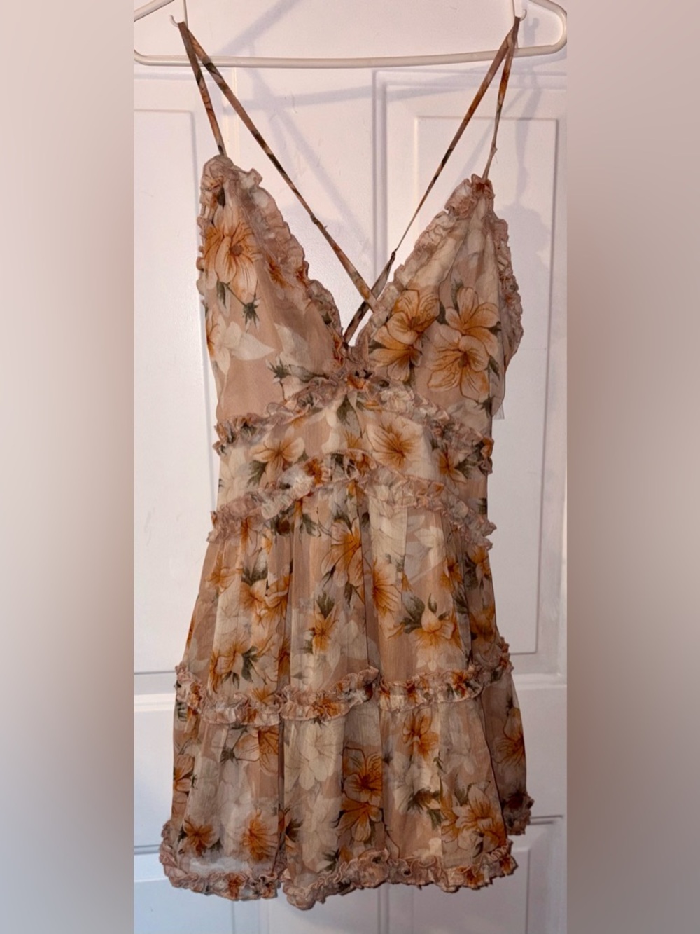 Saints + Secrets Floral Ruffled Print Mini Dress Size Small